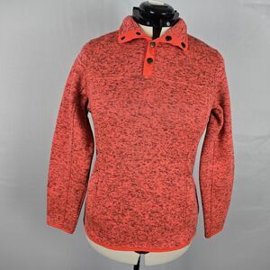Rustic Ridge Sweatshirt Women's Large Coral Pull Over Quarter Snap Long Sleeve